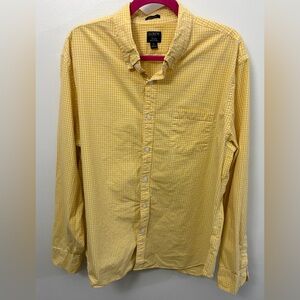 J. Crew Men's Yellow Gingham Button-Down Shirt